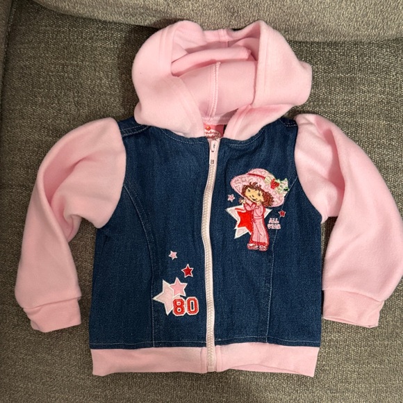 2005 Vintage Strawberry Shortcake. Charming Pink and Blue Kids Jean Jacket. - Picture 1 of 5